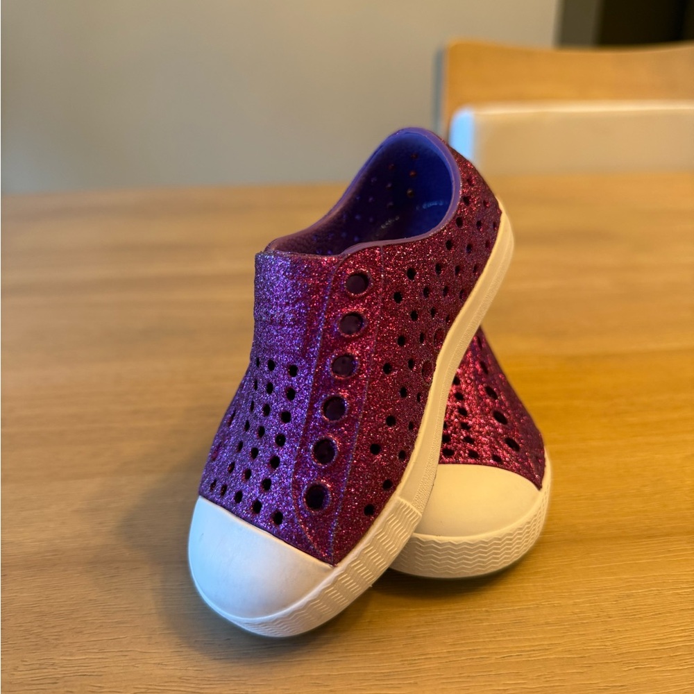 Native Shoes Glittery Purple Kids Sneakers